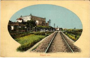 1913 Zólyom, Zvolen; vár, vasútvonal / Zvolensky hrad / castle, railway tracks (Rb)