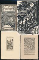 6 db háború előtti magyar ex libris. Klf technikák, részben jelzettek