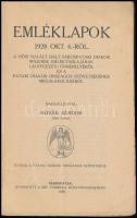 Emléklapok 1928. okt. 6.-ról. A hősi halált halt sárospataki diákok második emléktáblájának leleplez...