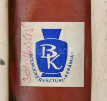 Bodrogkeresztúri kerámia tál. Kézzel festett, jelzett, hibátlan 35x10 cm