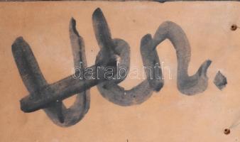 Vén Edit (1937-) kerámia fali dísz, kézzel festett, mázas, jelzett, hibátlan 16x36 cm