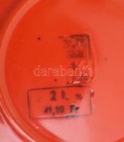 Zománc zsírosbödön. Jelzett, fém, kis hibával. 24 cm