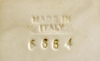 Sajt kínáló és vajas tál. Olasz fajansz, festett, jelzett, hibátlan 17, 32 cm