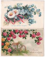 22 db RÉGI üdvözlő képeslap vegyes minőségben / 22 pre-1945 greeting postcards in mixed quality