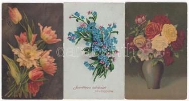 22 db RÉGI üdvözlő képeslap vegyes minőségben / 22 pre-1945 greeting postcards in mixed quality