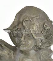 2 db rokokó stílusú női büszt. bronzírozott fém, alabástrom alapon kis lepattanásokkal 16 cm