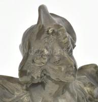 2 db rokokó stílusú női büszt. bronzírozott fém, alabástrom alapon kis lepattanásokkal 16 cm