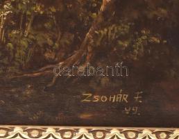 Zsohár F. jelzéssel: Klasszikus táj. Olaj. vászon dekoratív fa keretben 50x65 cm