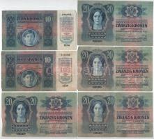 1902. 1000K + 1912. 100K (2x) + 1913. 20K (4x) + 1914. 50K + 1915. 10K (2x) mindegyik bankjegy felül...