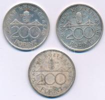 1992. 200Ft Ag "MNB" (3x) T:AU,XF patina 
Adamo F13