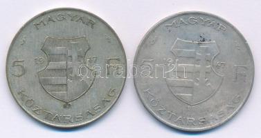 1947. 5Ft Ag "Kossuth" (2x) T:VF,F patina 
Adamo F8.1