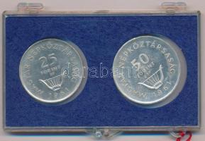 1961. 25Ft Ag + 50Ft Ag "Liszt pár", eredeti kék "MNB" plasztik tokban T:AU pati...