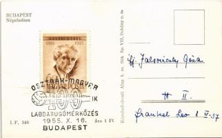 Budapest XIV. Népstadion, labdarúgó mérkőzés, foci. Képzőművészeti Alap kiadóvállalat + "Osztrá...