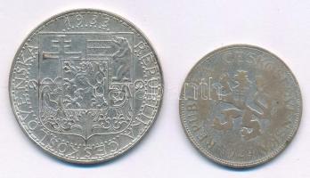 Csehszlovákia 1929. 5K Ag + 1933. 20K Ag "Ipar, mezőgazdaság, üzlet" T:AU-F patina 
Czech...