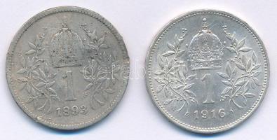 Ausztria 1893-1916. 1K Ag "Ferenc József" (2xklf) T:AU-F az egyik érme hajlott, ph
Austri...