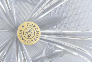 Kristály süteményes készlet hat személyes, cseh, jelzett, hibátlan d: 17, 24 cm