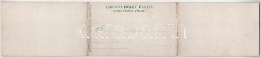 Capri, Panorama generale, Castello di Barbarosso e vista del Vesuvio - 3-tiled folding panoramacard ...