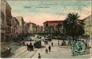 1906 Napoli, Naples; La Piazza Cavour / square. TCV card (wet damage)