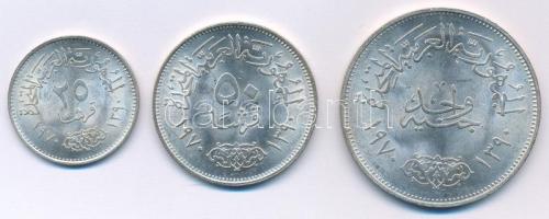 Egyiptom 1970. 25p Ag + 50p Ag + 1P Ag "Nasser sor" T:AU kis karc 
Egypt 1970. 25 Piastre...