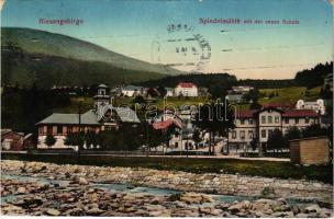 1932 Spindleruv Mlyn, Spindelmühle, Spindlermühle; Riesengebirge, neue Schule / Krkonose, school, hotel