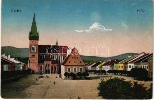 1918 Bártfa, Bardiov, Bardejov; Fő tér, városháza, piac. Salgó Mór kiadása / main square, town hall, market (kopott sarkak / worn corners)