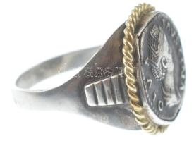 Római Birodalom / Róma / I. vagy II. Faustina ~175. Denarius Ag modern, jelzett Ag és 14K Au gyűrűbe...