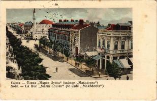 1910 Sofia, La Rue Maria Louisa (le Café Makédonia) / street with cafe shop
