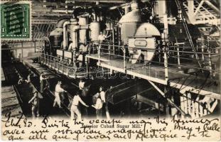 1909 Cuba, Interior of the Sugar Mill, factory with workers (EK)