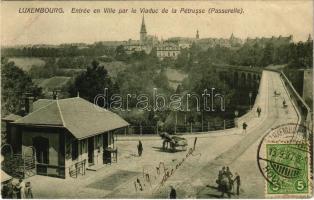 1907 Luxembourg, Entrée en Ville par le Viaduc de la Pétrusse (Passerelle) / bridge. TCV card