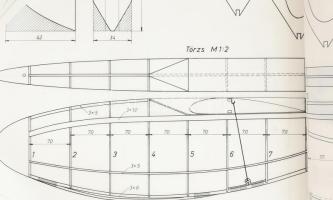 Repülőmodellezés - A HEV-14 vitorlázó modell egy pauszpapírra tussal rajzolt és egy sokszorosított e...