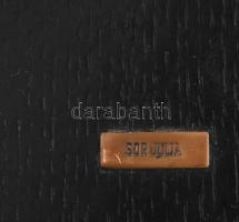 Sor Júlia (1947- ): Napos tenger. Tűzzománc, fém, fa alapon. Jelzett, d: 8 cm, 21x20 cm