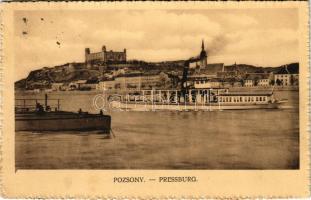 1915 Pozsony, Pressburg, Bratislava; vár, gőzhajó / castle, steamship (EK)