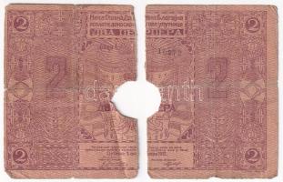 Montenegró 1912. 2P felülbélyegzéssel, lyukasztással érvénytelenítve, ketté szakadva T:G Monenegro 1...