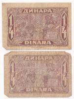Jugoszlávia / Szerb-Horvát-Szlovén Királyság 1921. 25p / 1/4D (2x) T:F,VG
Yugoslavia / Kingdom of t...