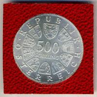 Ausztria 1980. 500Sch Ag "1000 éves Steyr/Felső-Ausztria" tanúsítvánnyal T:1