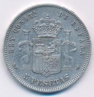 Spanyolország 1885MPM 5P Ag "XII. Alfonz" T:VF ph. Spain 1885MPM 5 Pesetas Ag "Alfons...