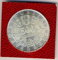 Ausztria 1980. 500Sch Ag "100 éves az Osztrák Vöröskereszt" tanúsítvánnyal T:BU