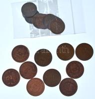 1936-1938. 1f bronz (10x) + 1937-1939. 2f bronz (10x) T:XF,VF