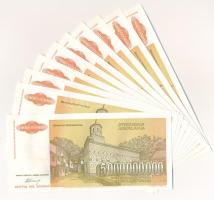 Jugoszlávia 1993. 5.000.000.000D (10x) sorszámkövetők "AA 6078231 - AA 6078240" T:AU halvá...