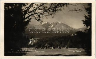 1927 Tátralomnic, Tatranská Lomnica (Tátra, Magas-Tátra, Vysoké Tatry); Villa Tulipán és a Lomnici-csúcs / Vila Tulipán v pozadí Lomnicky stít / villa, mountain peak