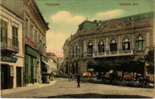 1909 Veszprém, Szabadi utca, Takarékpénztár, üzletek. Fodor Ferenc kiadása (EK)