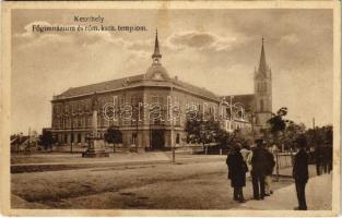 Keszthely, Főgimnázium és római katolikus templom. Náday Ignác és fia kiadása (Rb)