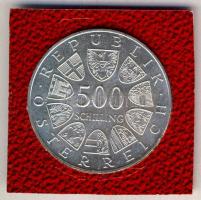 Ausztria 1983. 500Sch Ag "100 éves a Parlament épülete" tanúsítvánnyal T:BU