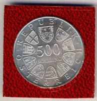 Ausztria 1984. 500Sch Ag "Hajóközlekedés a Bodeni-tavon" tanúsítvánnyal T:BU