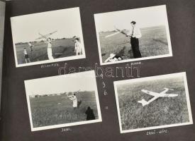 Repülés, repülőmodellezés - ,,Justice for Hungary - ,,és mégis repülünk 1933-1939. Egyedi fotóalbum 102 eredeti, beragasztott fényképpel, mindegyik alatt kézzel feliratozva. Az 1936-1938 közötti modellező versenyek után a repülőnapok képei következnek valódi repülőgépekről készült fényképekkel (Az ,,Istus repülő napja. Az olympiászra készült német gép, 1936. - ,,Karakán, 1937. - ,,Czuvaj a lengyelek által adományozott gép, 1938. - Az olaszok által adományozott ,,Justice for Hungary, 1935. - Gödöllő, 1936. A három ,,Gerle - Hefty felhő alatt, 1936. - JU-52 - Steff Tibor, Rotter Lajos, 1936. - Olasz ,,CR - Olasz bombavető, 1938. - Messerschmied, 1938. - stb.) Prov.: Horváth Ernő (1916-2015) világ- Európa- és magyar bajnok repülő és -autómodellező, távolsági világcsúcstartó, a MÁV repülőmodellező klub vezetője hagyatékából.