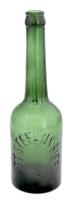 St Stefans-Bier, dombornyomott feliratos, régi zöld sörösüveg, 0,45 l, m: 26 cm