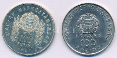 1980. 100Ft Ni "Szovjet-magyar közös űrrepülés" + 1981. 100Ft Cu-Ni-Zn "Bulgária 1300...