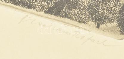 Ábrahám Rafael (1929-2014): Vízpart. Rézkarc, papír, jelzett. Üvegezett fakeretben, 30x21 cm