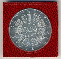 Ausztria 1986. 500Sch Ag "Szent Flórián Alapítvány" tanúsítvánnyal T:BU