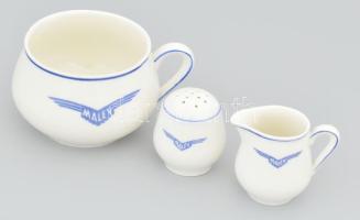 Meissen MALÉV emblémás porcelán készlet, jelzett, hiányos, vegyes méretben, kis kopásokkal. Feltehet...